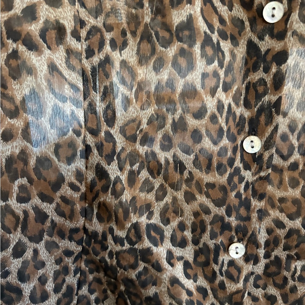 Virgo Leopard Print Button Down Sheer Blouse - image 5
